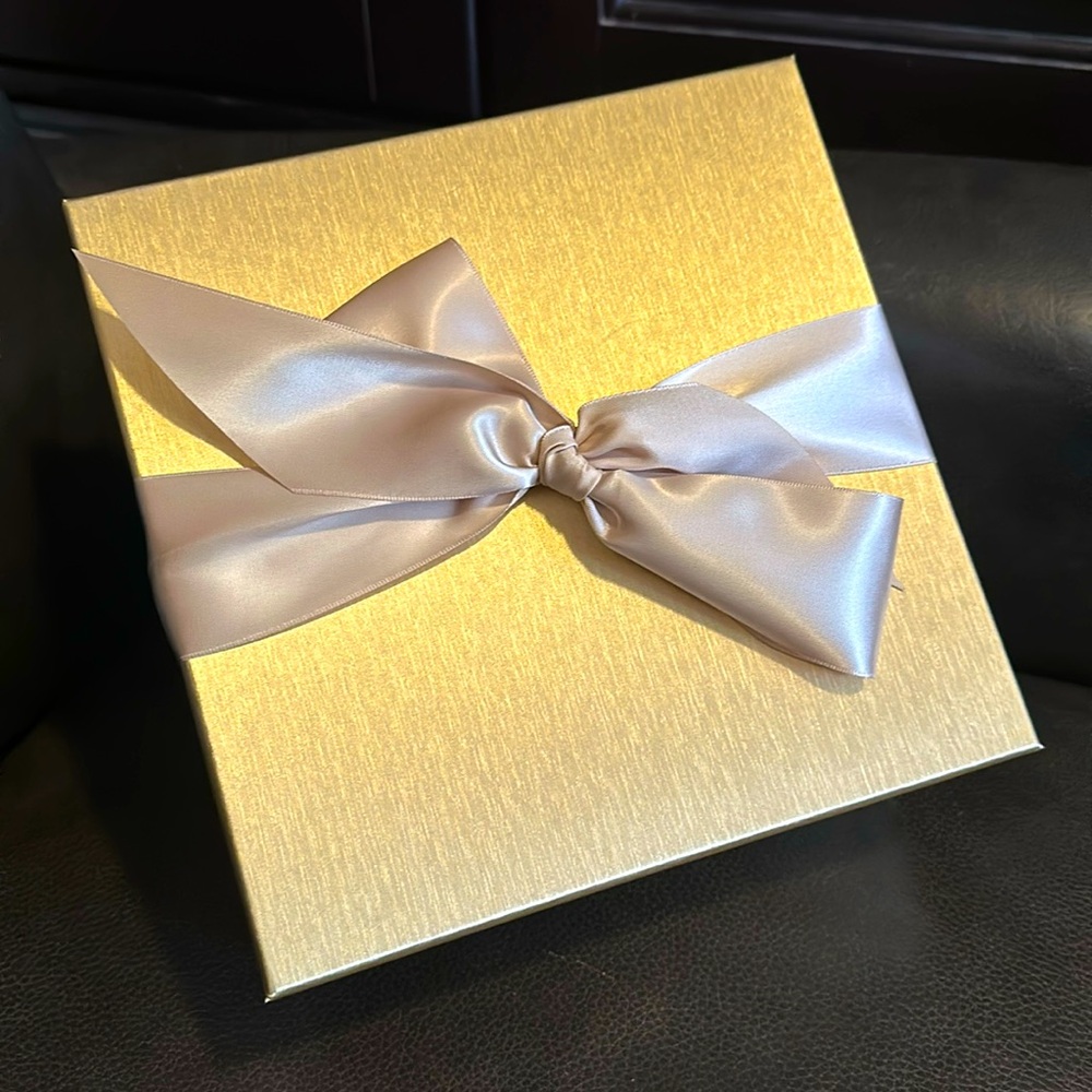 Gold Gift Box with Ribbon